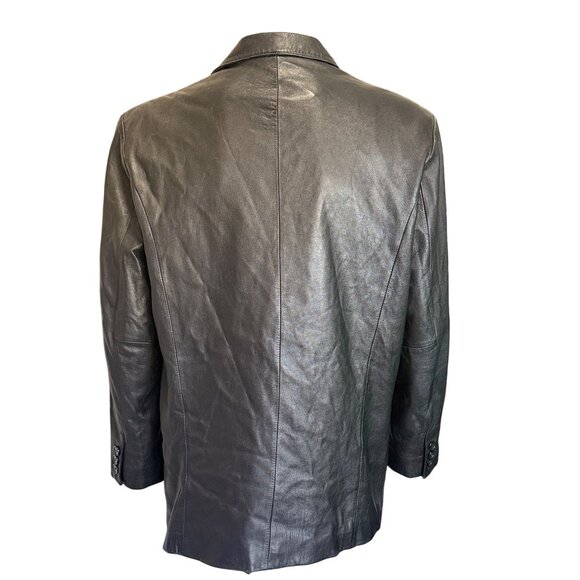 R&R Casuals Leather Blazer Men’s Size XL Black Genuine Leather 3-Button Jacket - Picture 2 of 15